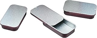 3 x 10ml Rectangular Tin with Slider Lid - Mini Favour/Gift/Sweets/Lip Balm/Pill Boxes - Silver - Sliding Top - Pocket Size - Camping/Hiking Everyday Carry edc - 3 PACK