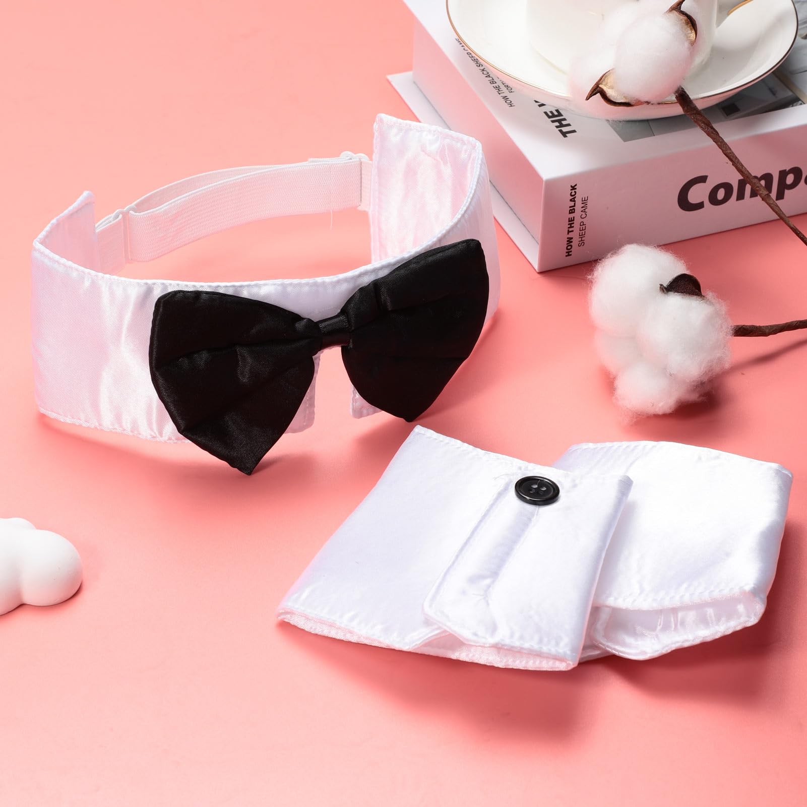 Women's Bunny Costume Set Rabbit Ear Headband Collar Bow Tie Costume Cuffs Rabbit Tail for Easter Party, Black - Image 4