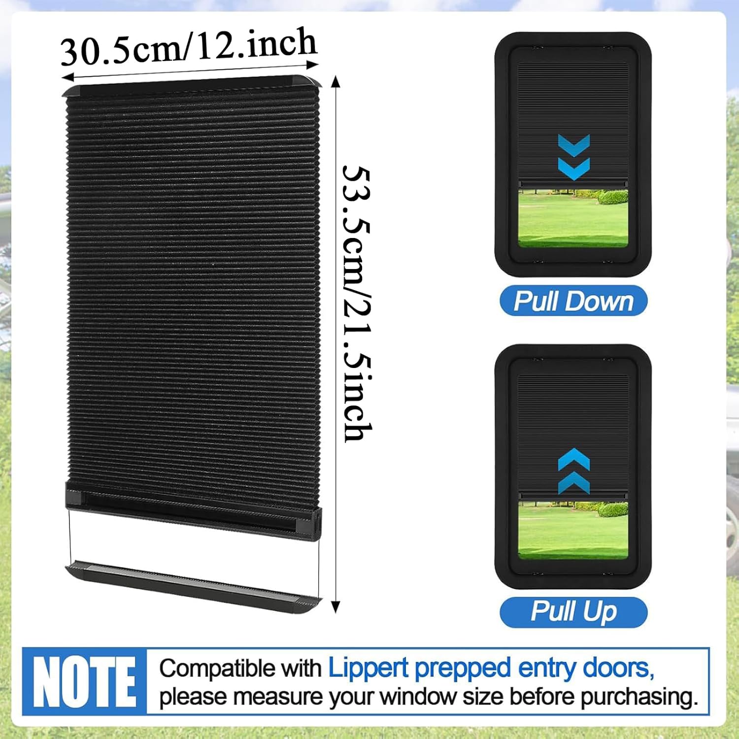 Rv Door Window Shade - Insulated Adjustable - Rv Window Cover Camper Door Blinds - for Protection Insulation Trailer Motorhome Campervan Travel Outdoor