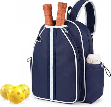 Pickleball Bag for Women & Men Sling Crossbody Backpack Waterproof Pocket & Fence Hook Racket Bags