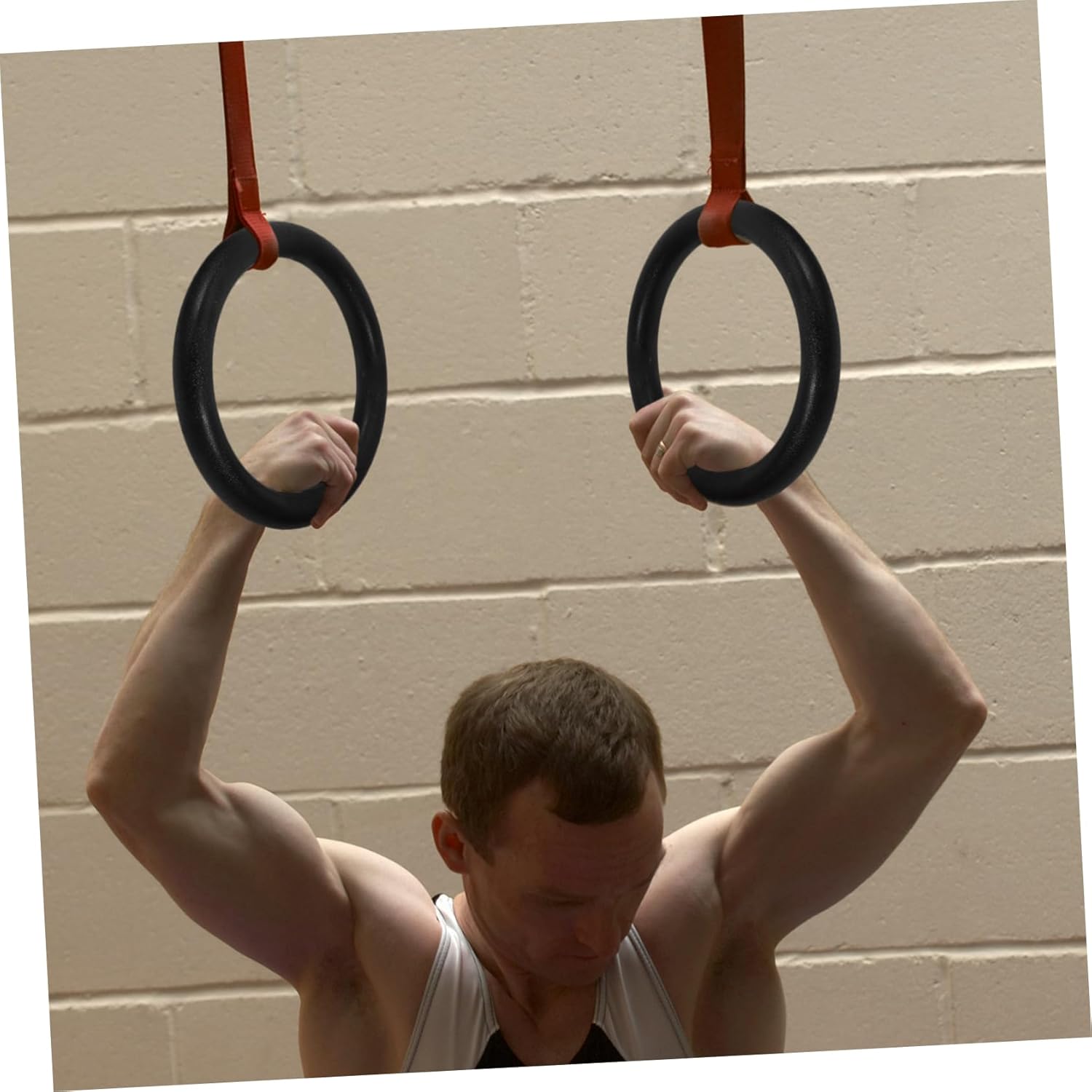 SUPVOX 2Pcs Gymnastic Rings for Strength Training Black Exercise Rings for Full Body Workouts for Pull Ups Dips and Cross Training Fitness Activities