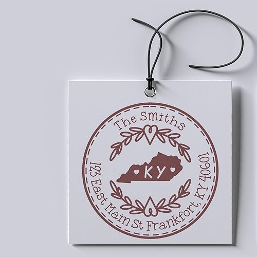 Miniatura 173 de Round State Love - Sello de dirección de devolución para Texas, uso con almohadilla de sello, mango de madera, sello de dirección de Texas