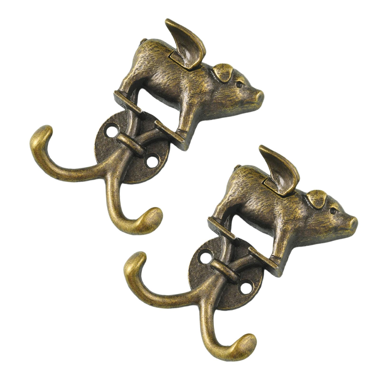 Kalttoy Practical Pigs Wall Mount Hook for Keys Jackets Hats Storage Zincs Alloy Decorative Practical Hanger for Home Pigs Shaped Hook Fun Keys