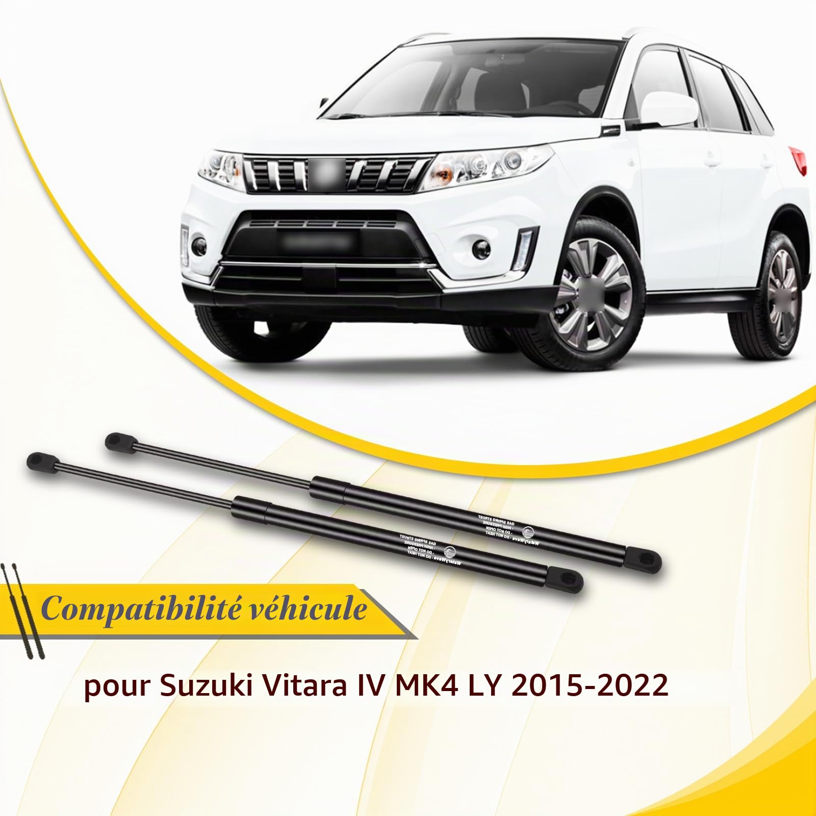 2X Verin de Coffre Voiture pour Suzuki Vitara IV MK4 LY 2015-2022 | Verin Hydraulique de Coffre Noir Verin a Gaz Vérin Hayon Remplacer #8185054P01, 8186054P01, 8185086R00