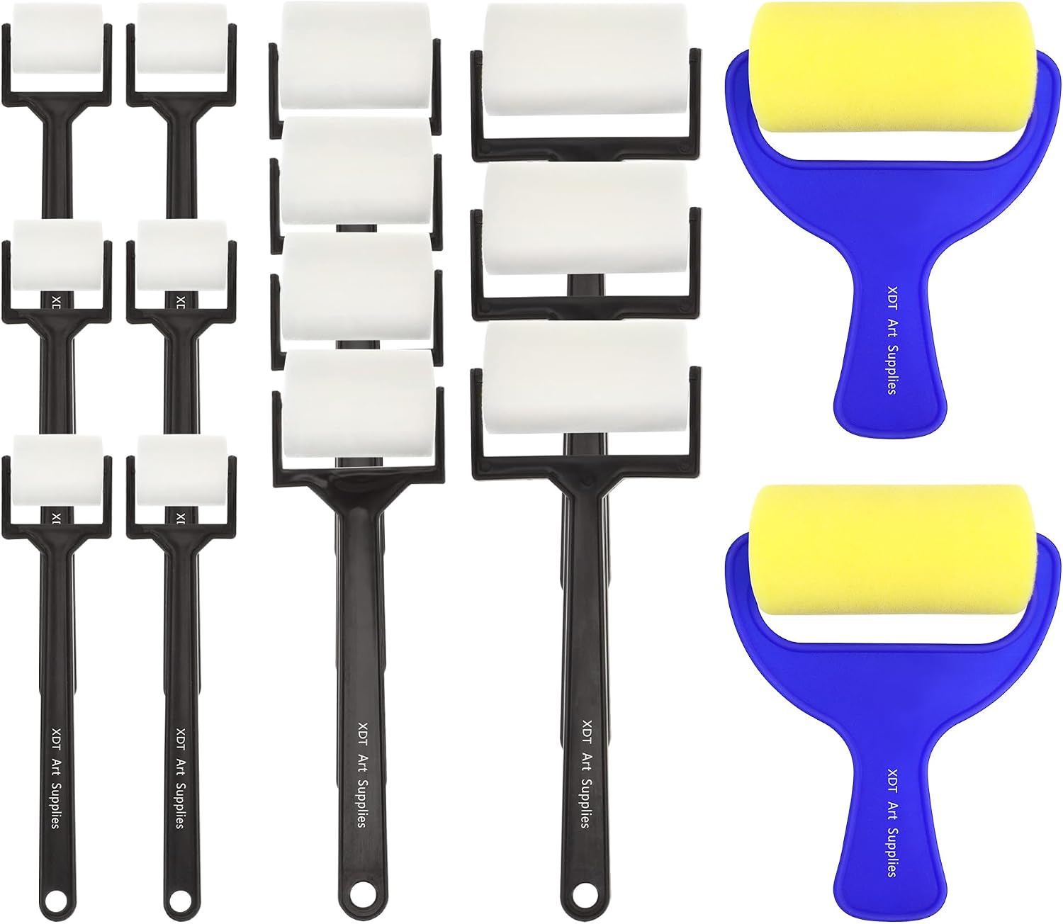 Roller Painting Sponge 15pc Pack for Painting Art & Craft 1'' x6 1.5'' x4+ 2'' x3 +3'' x2 Disposable & Washable