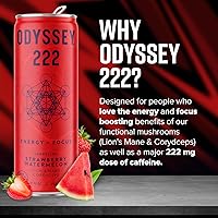 Vista 24 de Odyssey - Bebida energética 222, preentrenamiento, 222 mg de cafeína, bebidas energéticas limpias, L teanina, melena de león, cordyceps y té verde