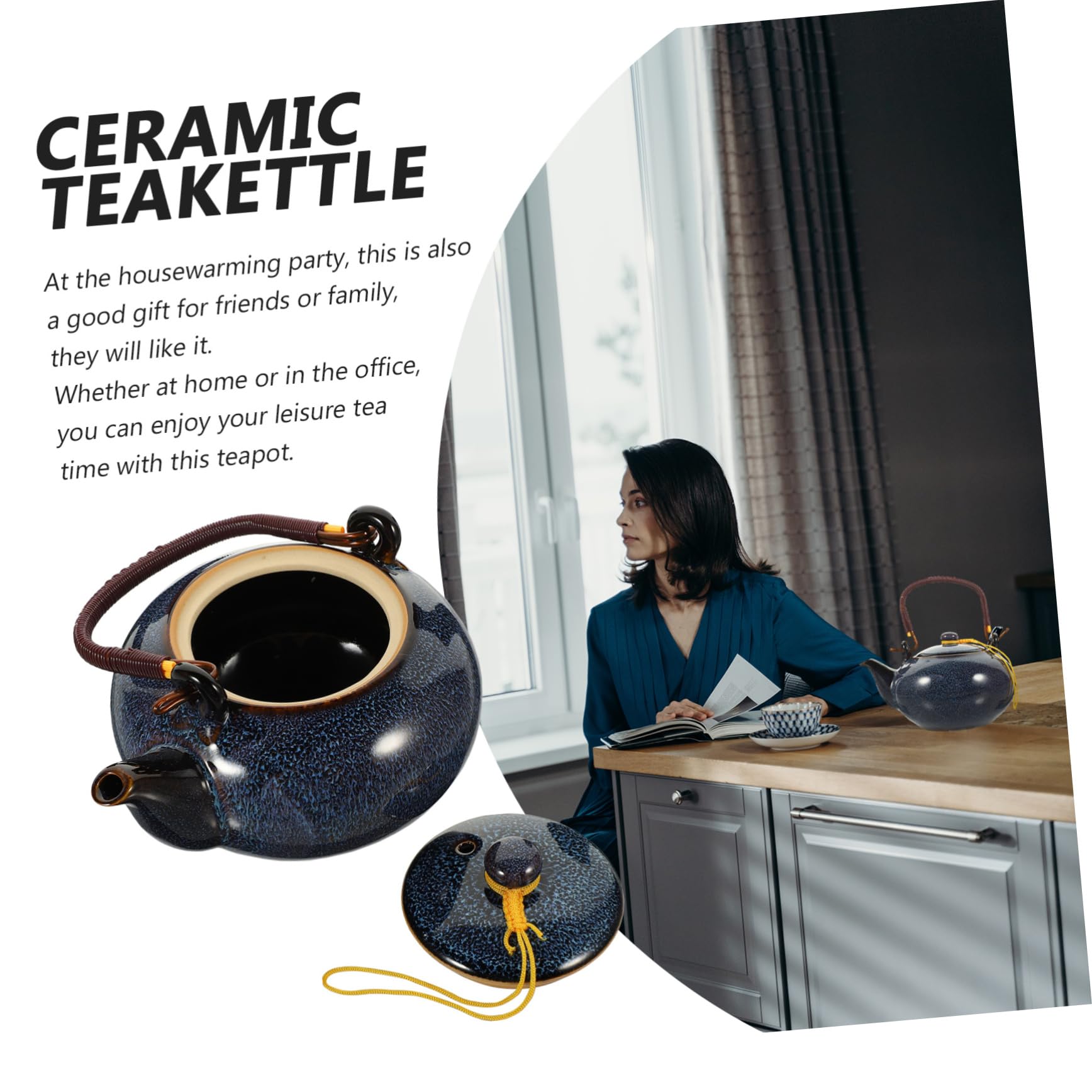 Alipis Tragbare Aus Keramik Für Einzigartiges Teekessel-Design Geeignet Für Grünen Tee Weißen Tee Schwarzen Eistee Kräutertee Kaffee Und Andere Getränke Mit Kühlem Griff