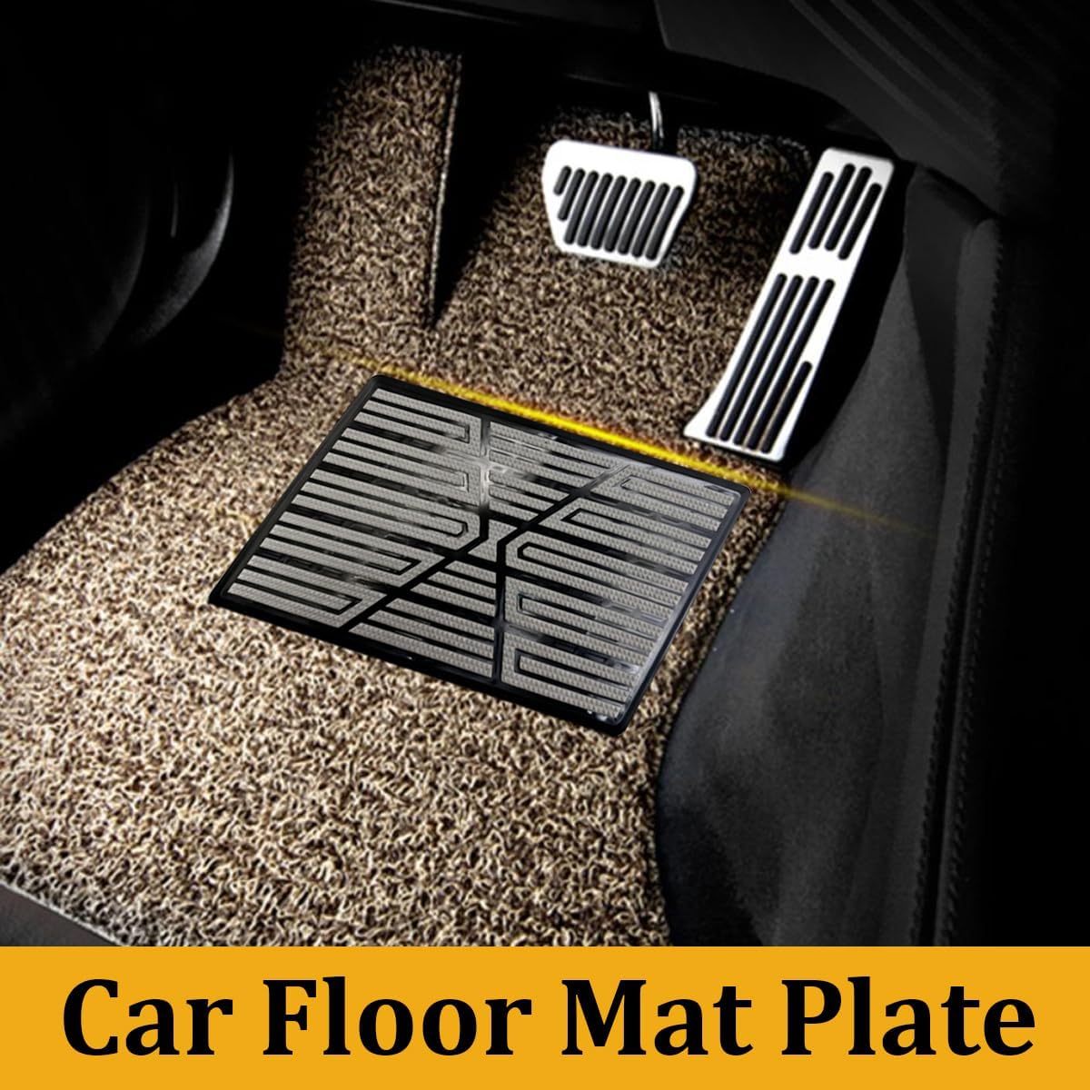 Car Floor Mat Plate, Anti-Slip Vehicle Floor Foot Rest Carpet Repair Patch with Screws, Anti-Skid Automotive Patches Heel Scuff Plate Pedal Pad, Universal for Most Vehicles (Gray)