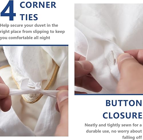 Miniatura 3 de Simple&Opulence Juego de funda de edredón 100% lino lavado de 104 x 92 pulgadas, juego de edredón suave de 3 piezas, doble bordado con cierre de