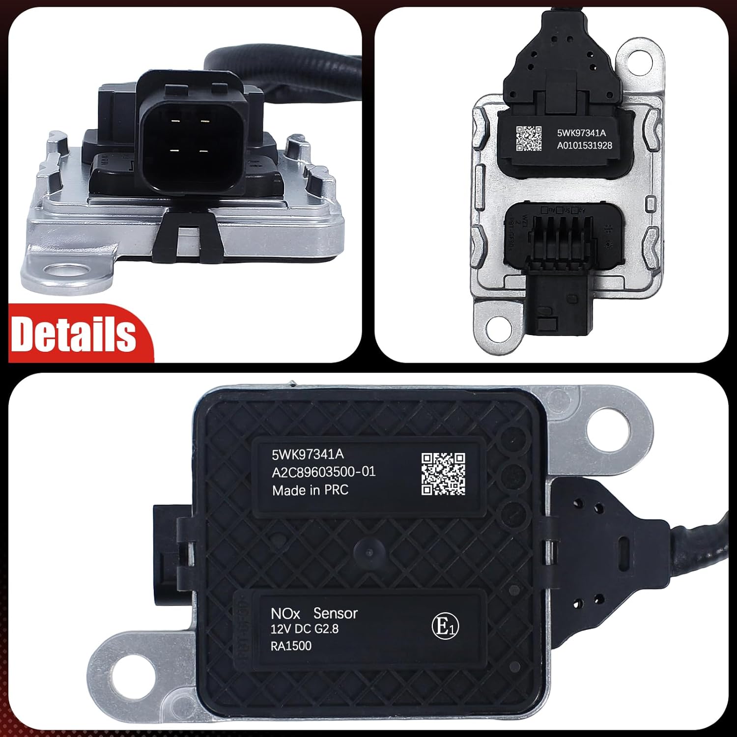 A0101531928 5WK97341A NOx Sensor Compatible with Mercedes-Benz Engine DD13 DD15 DD16, Nitrogen Oxygen Sensor Fits for Freightliner Cascadia DD13/DD15/DD16 Engines, Replace OE# 5WK97341 EA0101531928