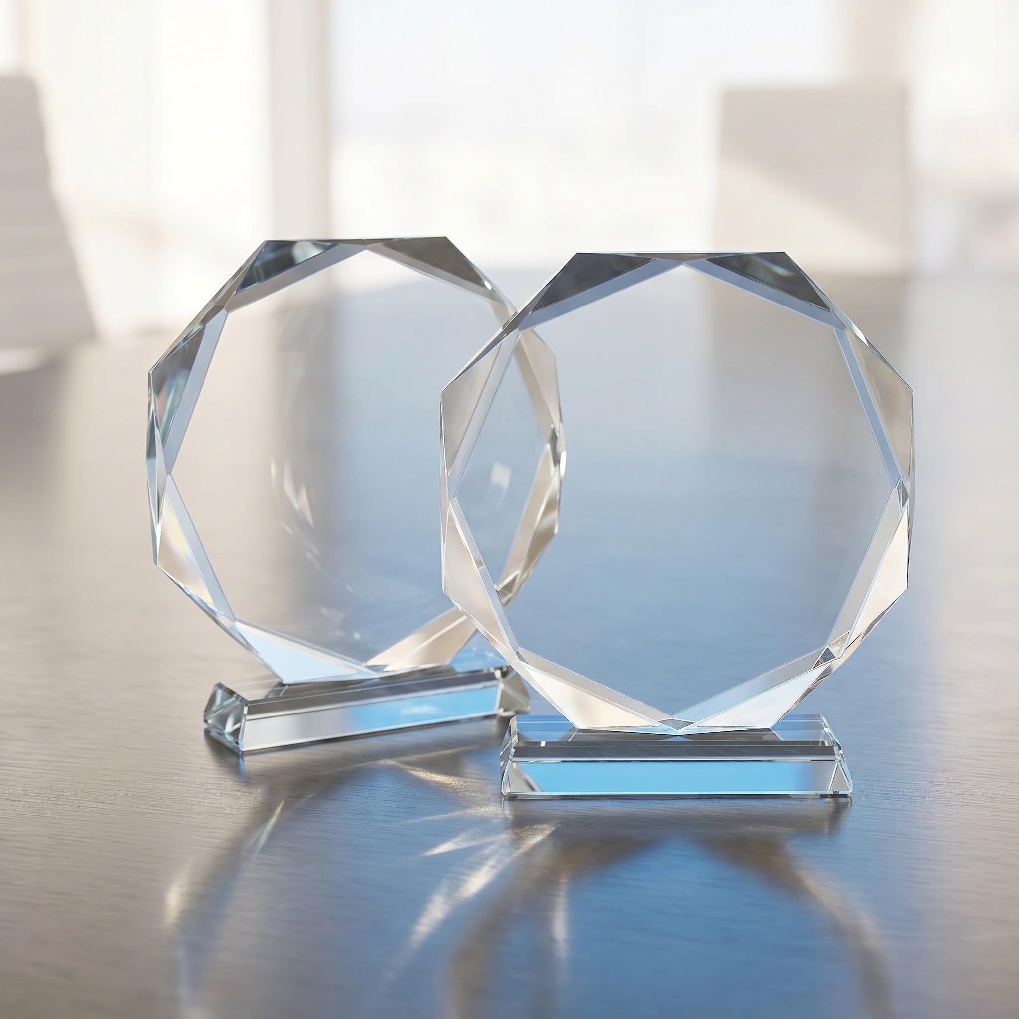 Kisangel 2 trofeos de Cristal Transparente: Copa de reconocimiento en Blanco de 15 cm (6 Pulgadas) para premios de competiciones Deportivas, Recuerdos de Fiestas, Recuerdos para ganadores Escolares,