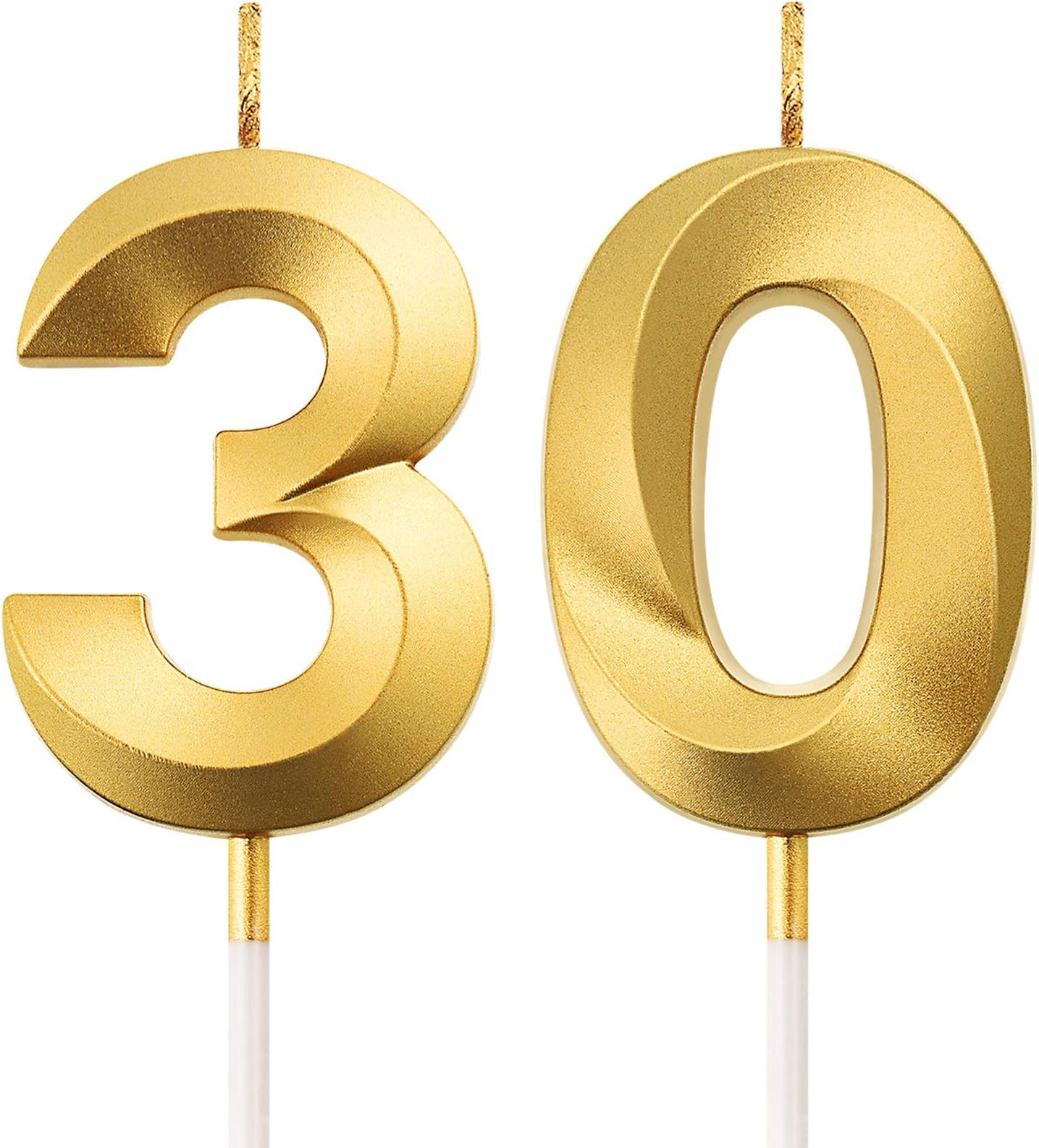 BBTO Birthday Candles Number Candles Cake Topper Decoration for Birthday Wedding Anniversary Celebration Supplies(Gold,30th)