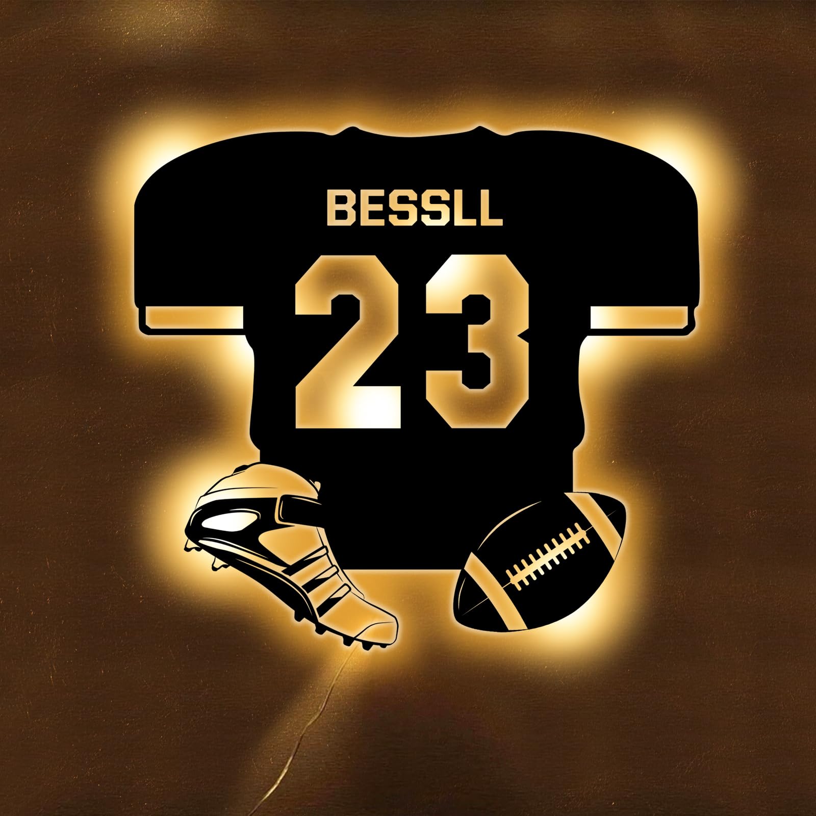 Personalized Football Jersey Neon Sign, Football Led Neon Signs for Wall Decor, USB Powered with Dimmable Switch LED Neon Signs for Bedroom Sports Decor Party Bar Christmas Birthday Gift