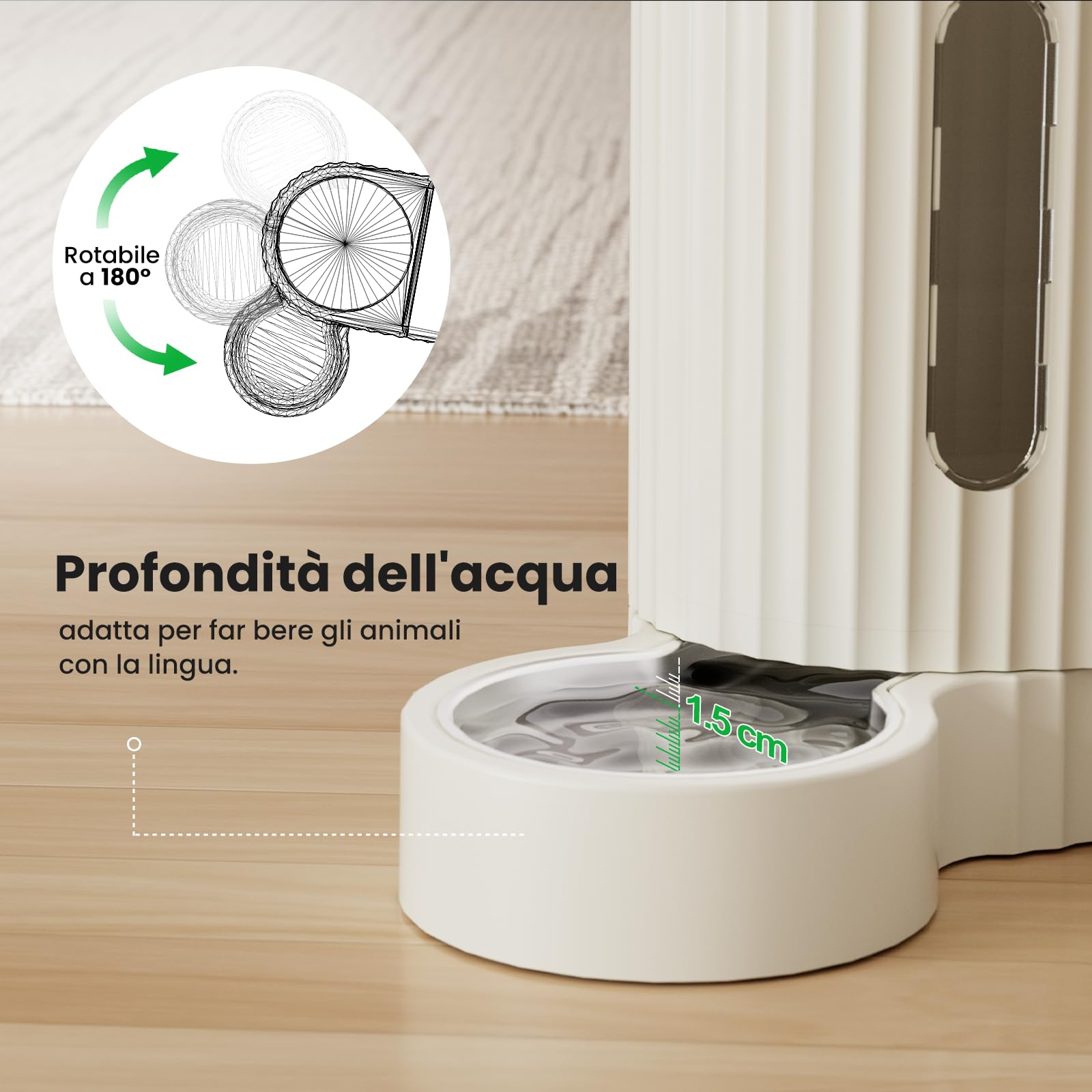 Gardner Pet 2 in 1 Distributore Automatico Cibo e Acqua Gatti (3L*2), Distributore Automatico Cibo Gatti con Ciotola in Acciaio Inox, GravitÀ Dispenser Crocchette Gatto, Senza BPA, Beige