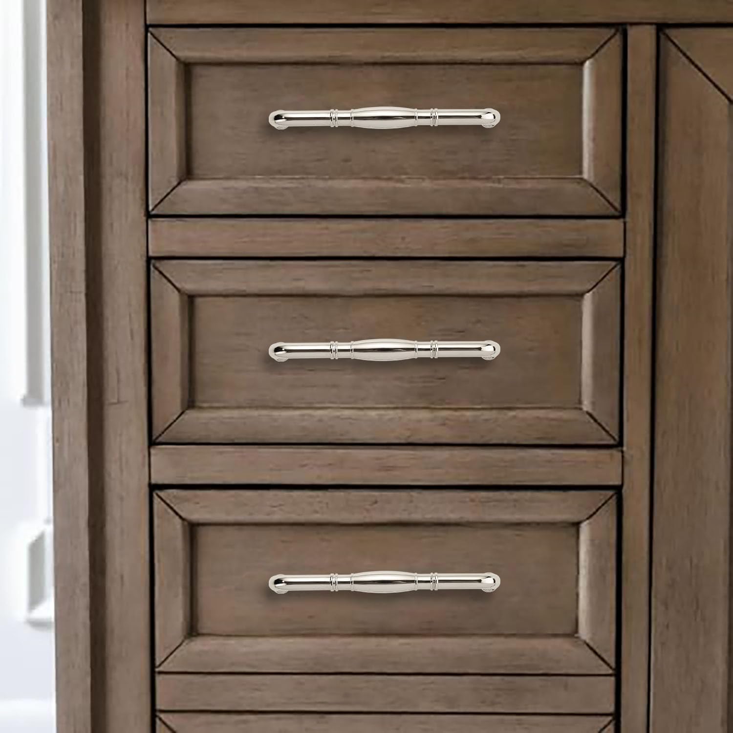 khtumeware 10 Pack 3-3/4 Inch(96mm) Polished Nickel Cabinet Pulls Drawer Pulls Kitchen Cabinet Hardware Pulls for Dresser Drawers