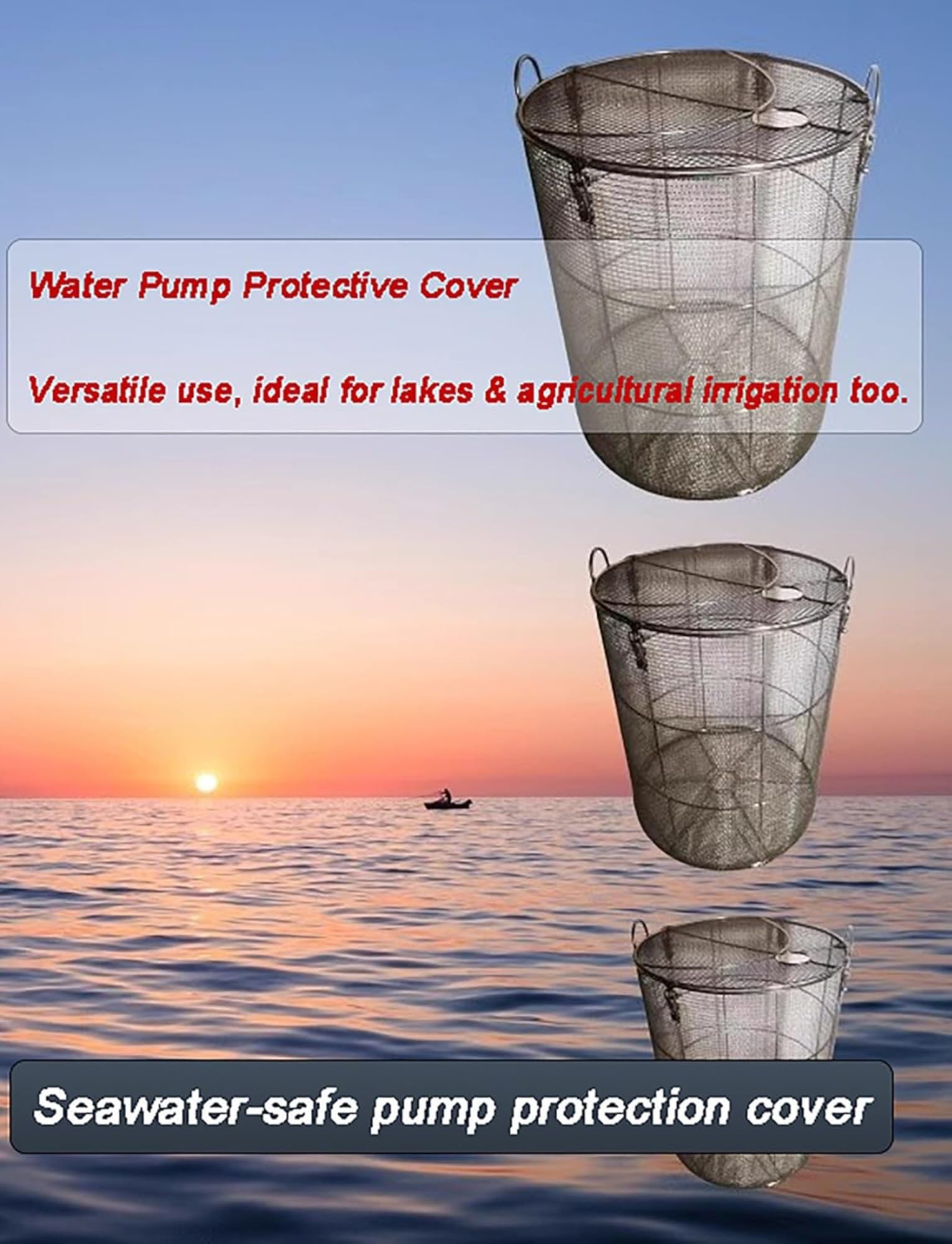Cubierta de filtro de bomba resistente, protector universal de malla de acero inoxidable para bombas de aguas residuales, sumideros y estanques, pantalla de protección antiobstrucción para uso en
