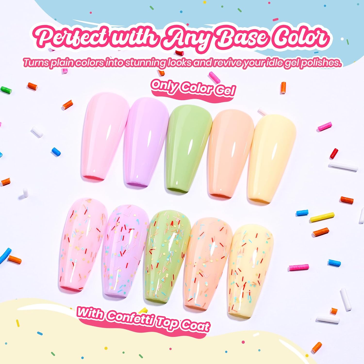 Beetles Glitter Gel Top Coat 15ml – Confetti Fantasy Sparkle Nail Top Coat, Overlay Glitter Effect for Gel Nail Polish, Soak Off UV LED Cured High Shine Long Lasting Spring Nail Art