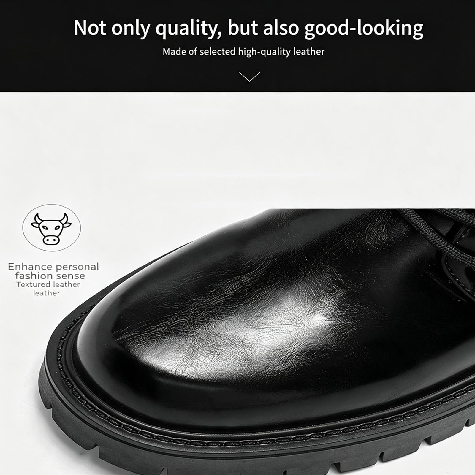 Scarpe Oxford con Plateau da Uomo Punta Tonda Scarpe Eleganti