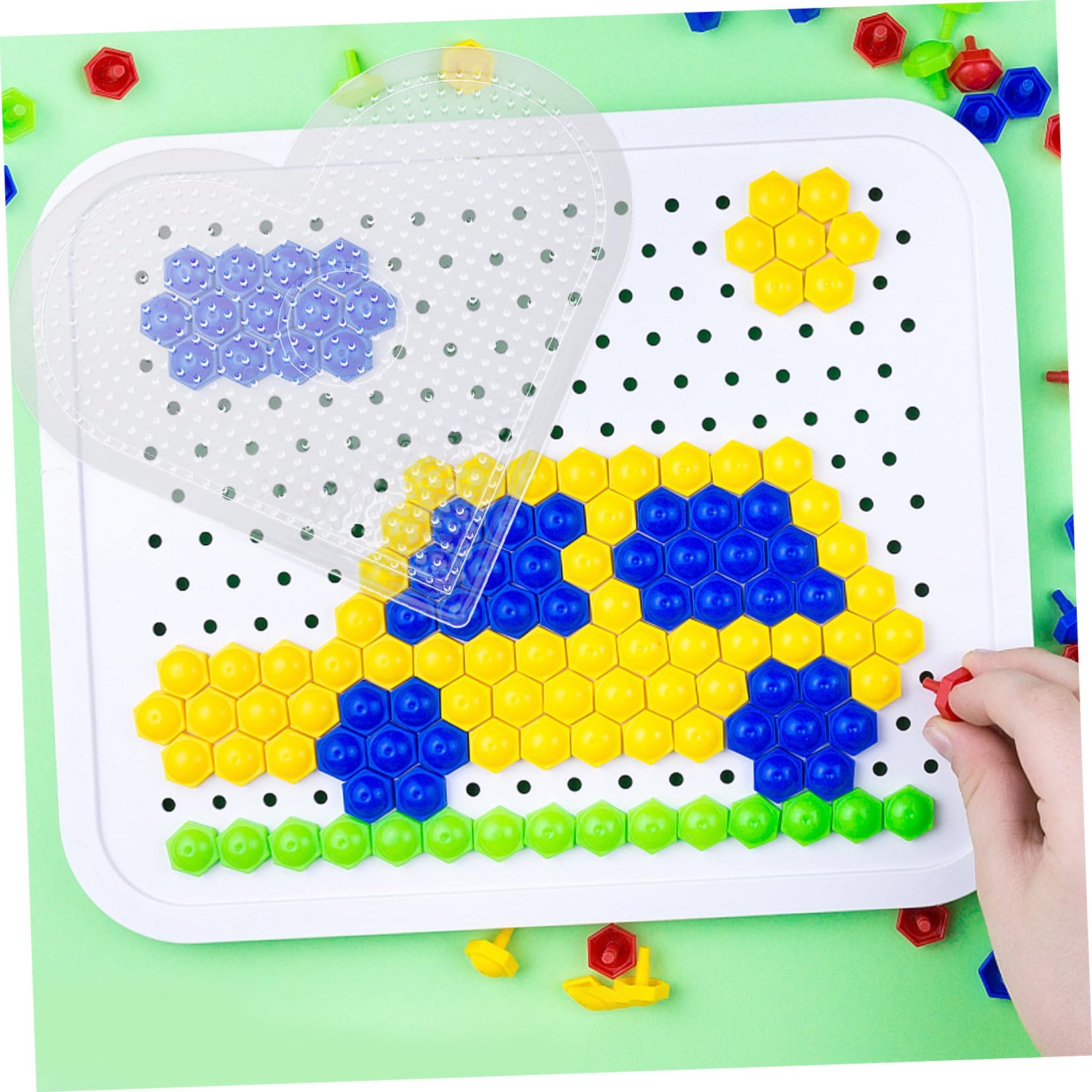 FRCOLOR Set de Plaques à Perles à Repasser Transparentes pour Ados Modèles Carrés Coeur Polygone Rond Kit Bricolage Créatif pour Perlage et Loisirs Créatifs