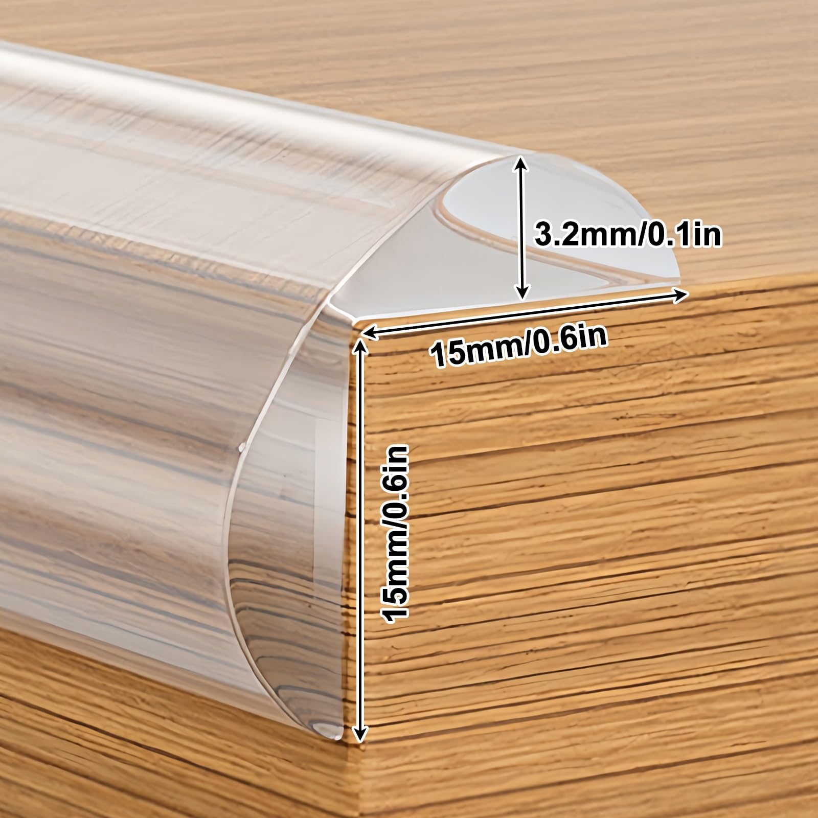 Eckenschutz, Kantenschutz aus Silikon, mit Klebstoff, 10 mm breit, 2 m lang, für Schreibtisch und Schrank, scharfe Kantensicherheit, transparent