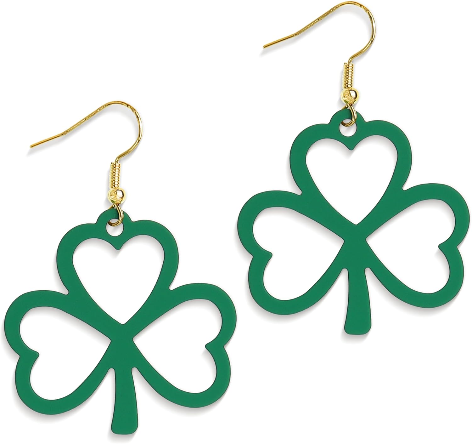 JeanBeau St. Patrick's Day Green Shamrock Earrings for Women, Irish Clover Leaf Dangle Drop Earing Trendy Accessories Jewelry Gift