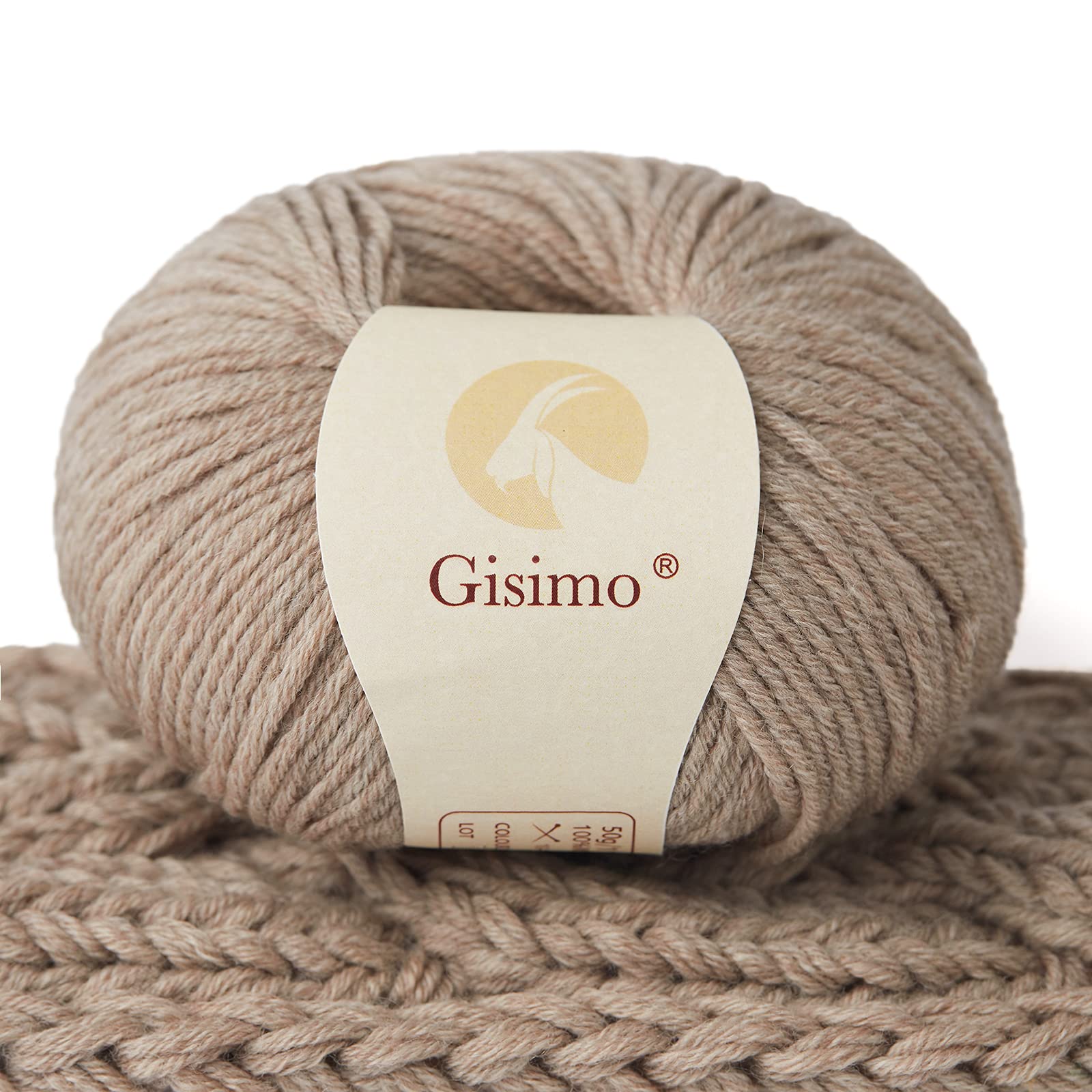 100% Merino Wool Yarn, 6-Ply Luxurious and Soft Yarn for Hand Knitting & Crocheting, 1.76 OZ/50g, 127 yds/116 Meters (Camel, 1 Ball)