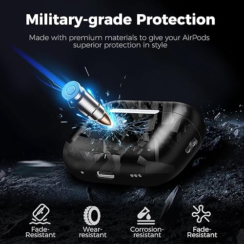 Miniatura 5 de MONOCARBON Funda de fibra de carbono forjada real para AirPods Pro 3, cubierta dura protectora delgada con cordón, compatible con MagSafe, Negro