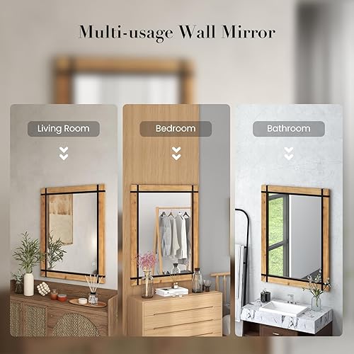Miniatura 8 de Tangkula Espejo decorativo para colgar de pared, espejo de pared de 40 x 30 pulgadas con acabado de granja, espejo de pared interior para