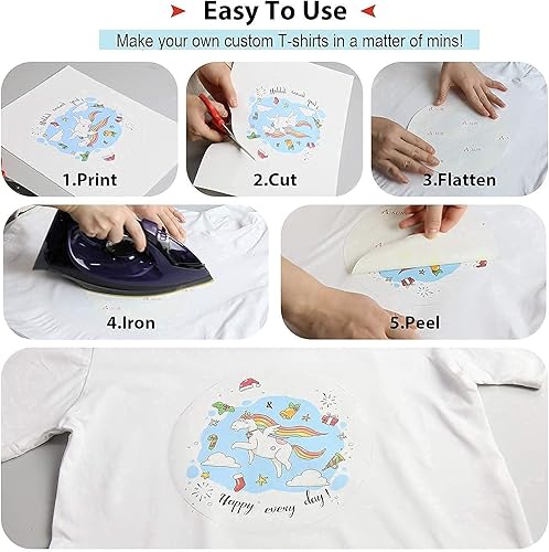 Miniatura 7 de A-SUB 110 hojas de papel de sublimación y 20 hojas de tela de algodón ligero para transferencia de calor