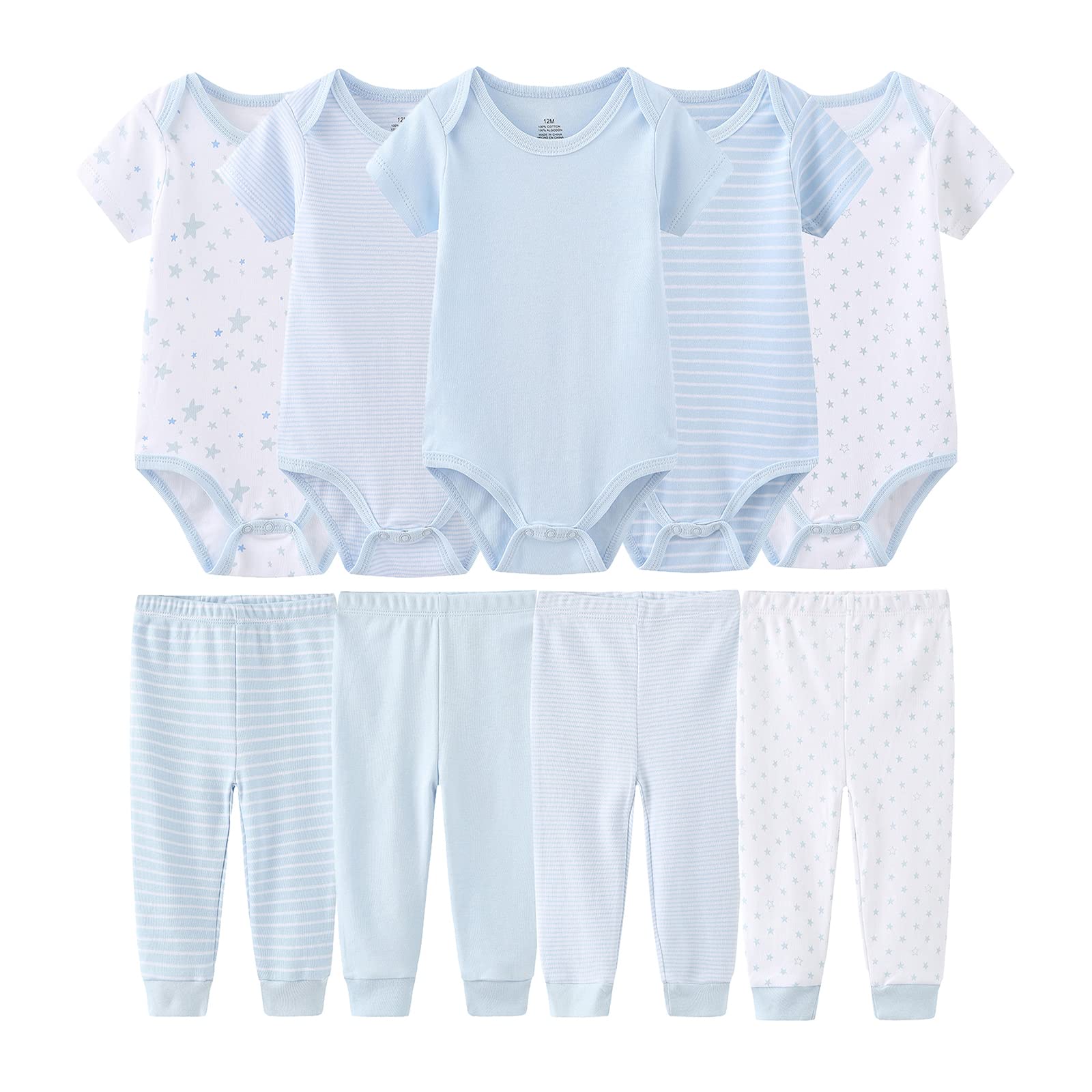 Newborn Baby Clothes Set - Short Sleeve Baby Boy Pants Girl Bodysuits - Layette Sets
