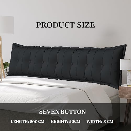 Miniatura 2 de Almohada de lectura grande para cama Cómodo respaldo para sentarse, leer, ver la televisión y relajarse, cojín y cojín de sofá cama (negro,