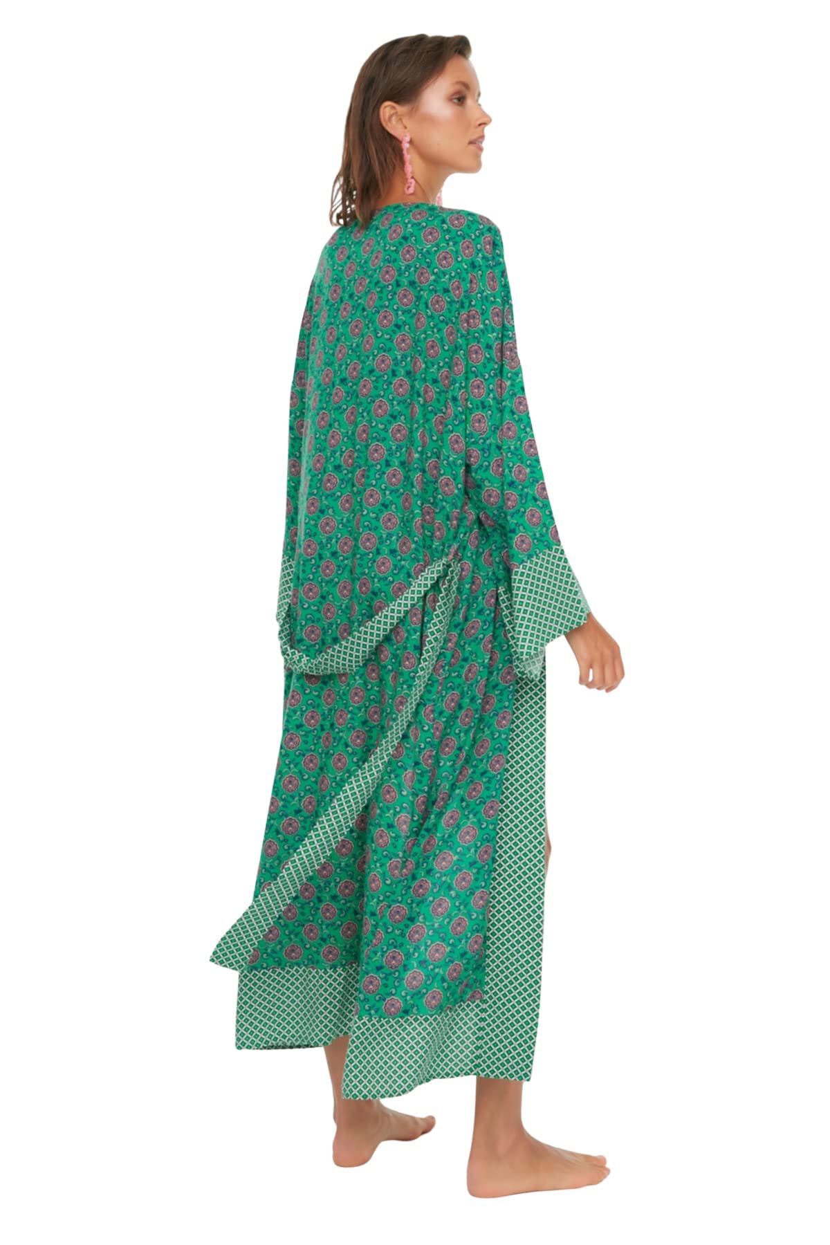 Trendyol Kaftan kimono z kwiatowym wzorem Kobiety Kaftan kimono z kwiatowym wzorem