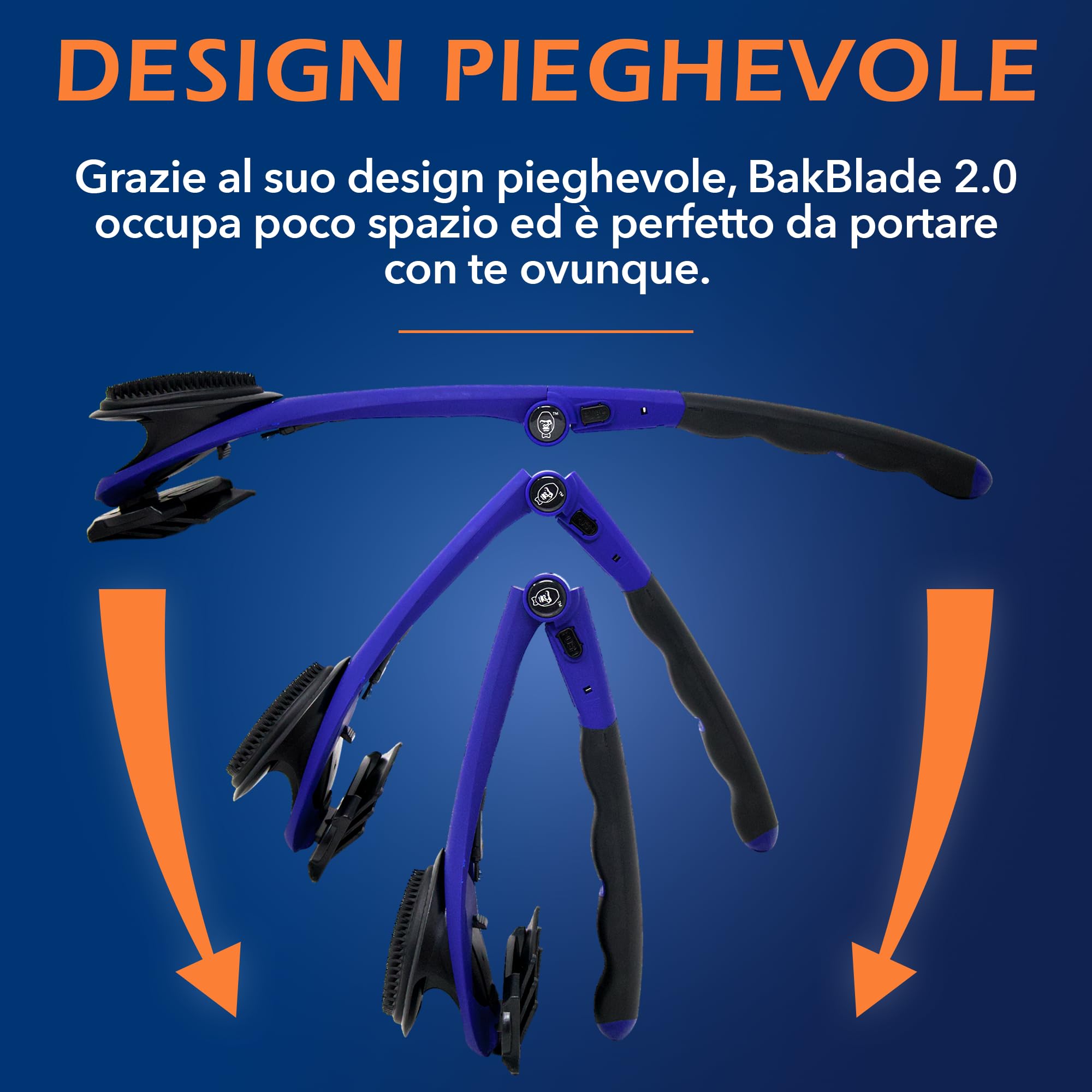 BakBlade 2.0 Elite - Rasoio Schiena Uomo - Depilatore per i Peli della Schiena e del Corpo - Body Groomer Uomo Facile Da Usare - Per Rasatura Da Bagnato O Da Asciutto - 3 Lame Extra Incluse