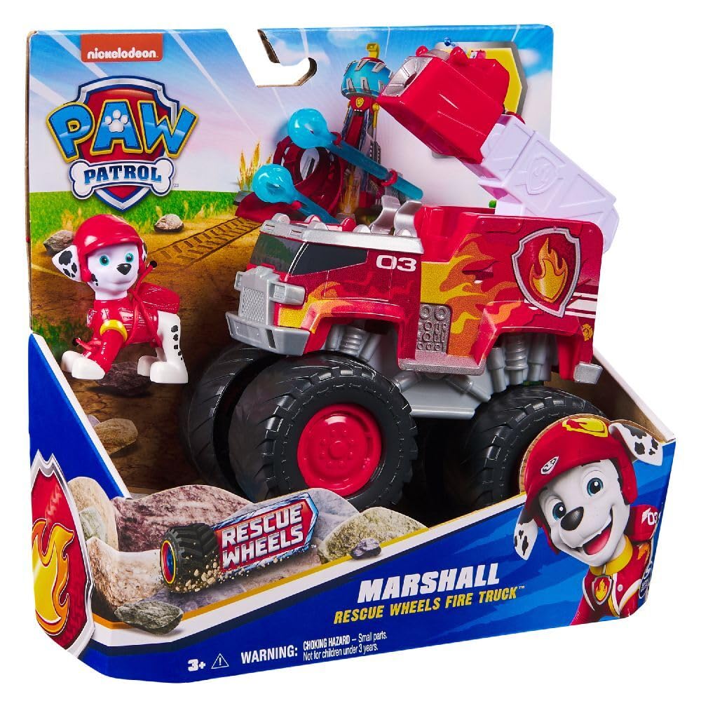 Paw Patrol - Pat Patrol - Figurka pojazdu Marcus Rescue Wheels - Figurka Pana Patrolu do kolekcjonowania - 2 pociski - Zabawka Pat Patrol - Samochód dziecięcy - Zabawka dla dzieci od 3 lat