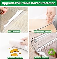 Vista 4 de Protector redondo de plástico transparente de 36 pulgadas de diámetro para mesa de comedor, cubierta de mantel de PVC, mantel de vinilo