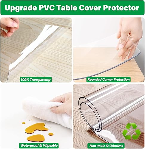 Miniatura 4 de LinkGro Protector impermeable para mesa de comedor, rollo de plástico transparente, resistente al calor, manteles individuales de vinilo