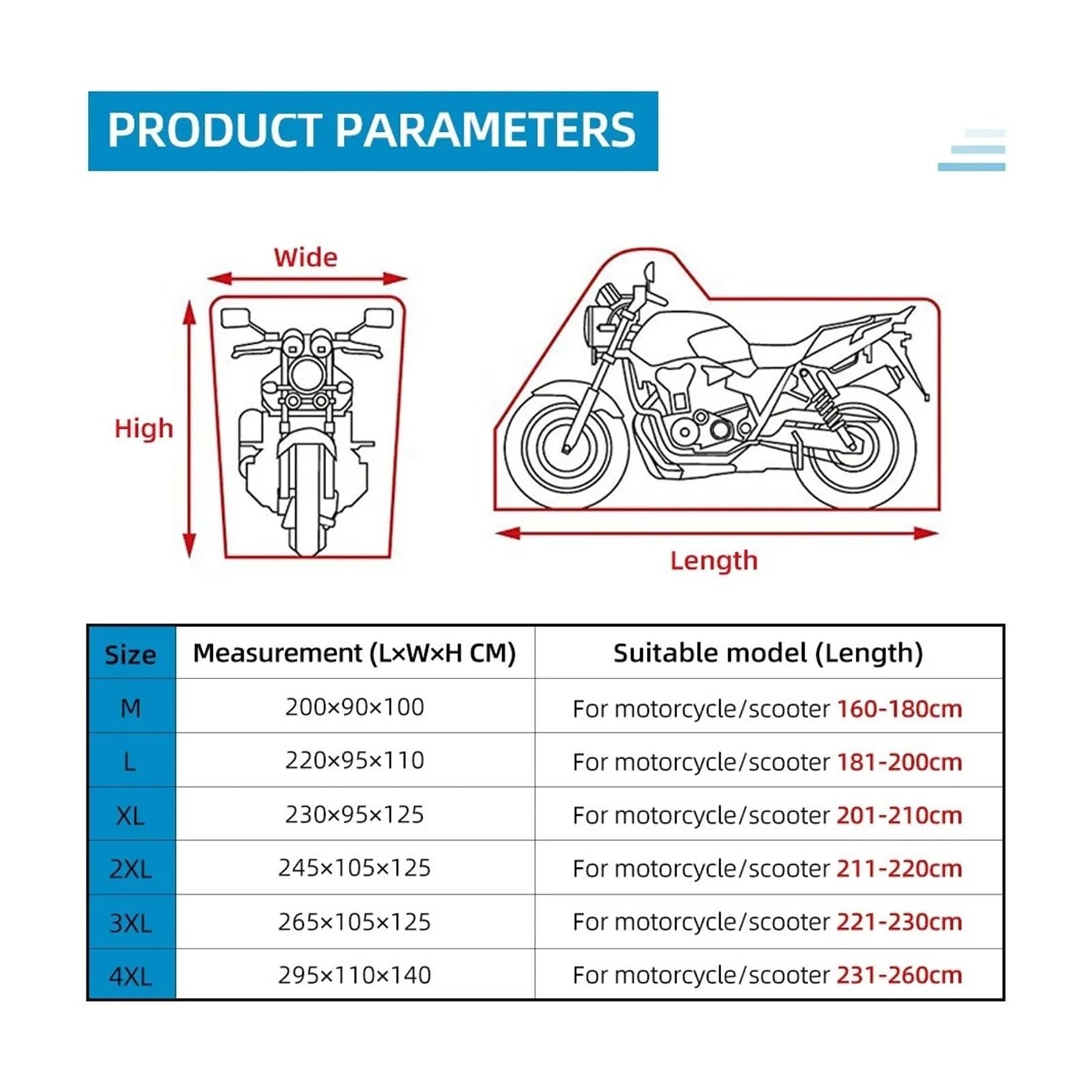 Funda para Moto Scooter para Todas Estaciones Impermeable Bicicleta Lluvia Prueba Polvo Motor Scooter Cubierta Universal para Protector UV Exteriores(Blue)