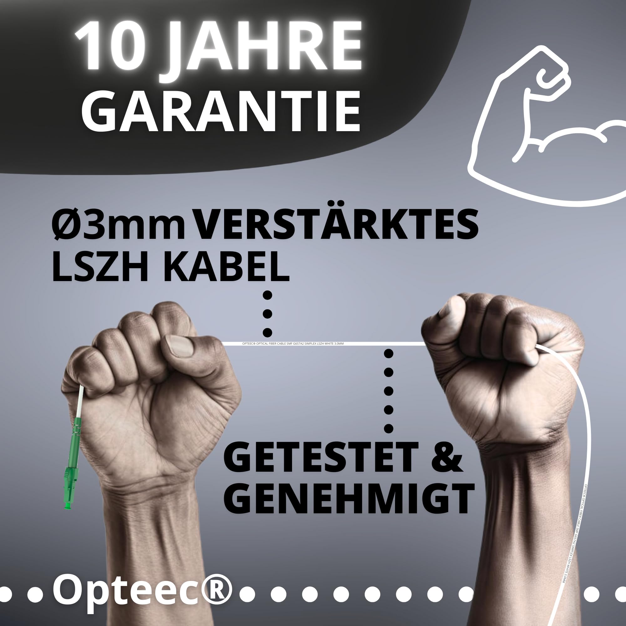 Câble Fibre Optique Blindé - 70M - Rallonge/Jarretière - LC/APC à LC/APC Renforcé - Simplex Monomode - Garantie 10 Ans - Blanc (70M)