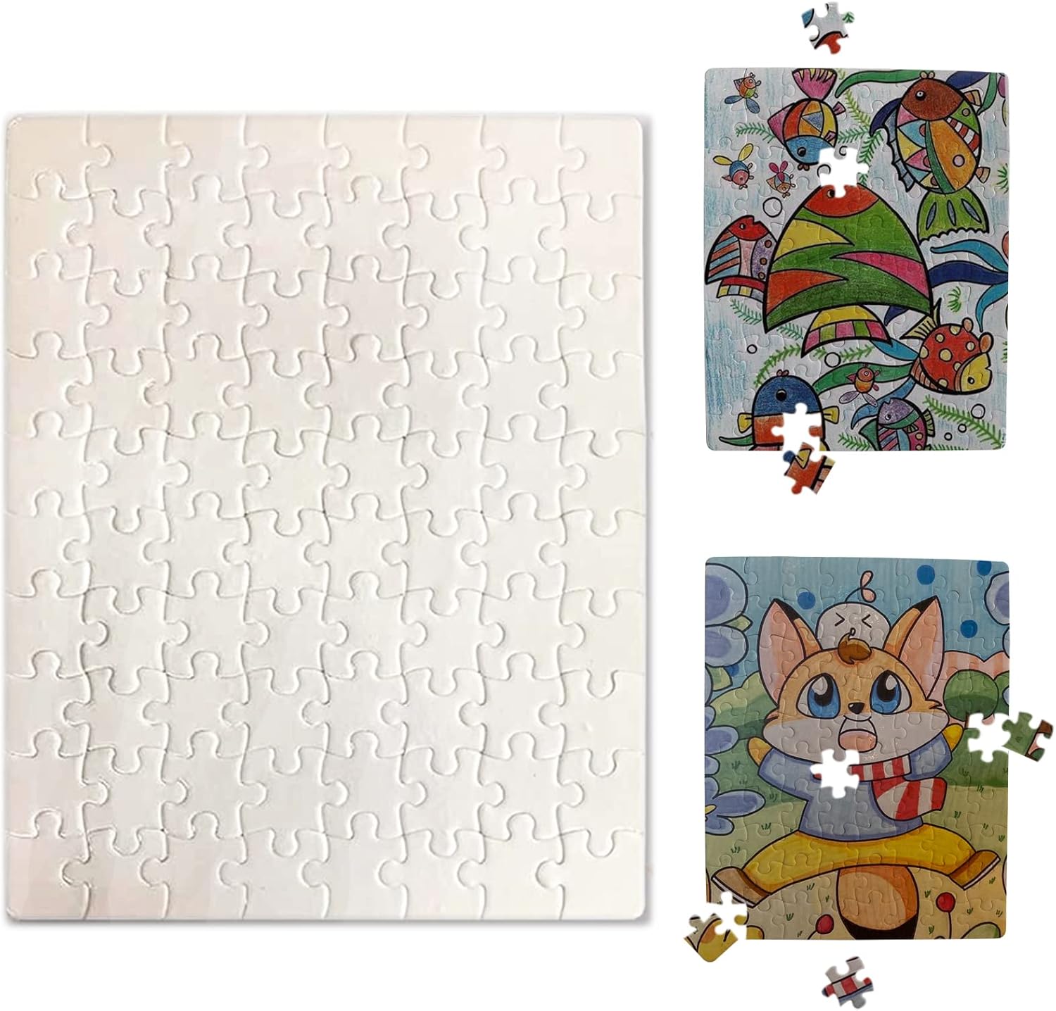 O BOSSTOP 7.5 X9.4 Inches Blanks White DIY Custom Puzzle 80 Pieces 6 Puzzles Per Package for Sublimation Blanks Heat Press Make Your Own Puzzles