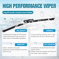 Vista 55 de VTOGOI - Limpiaparabrisas de caucho natural con gancho en J, de 21 + 20 pulgadas, para todas las estaciones (paquete de 2)