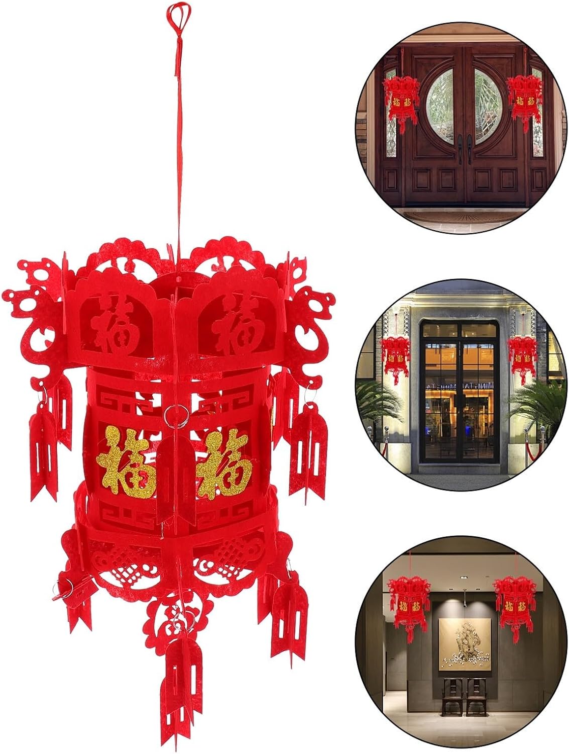 6pcs Chinese New Year Red Lantern Decoration for Windows and Trees