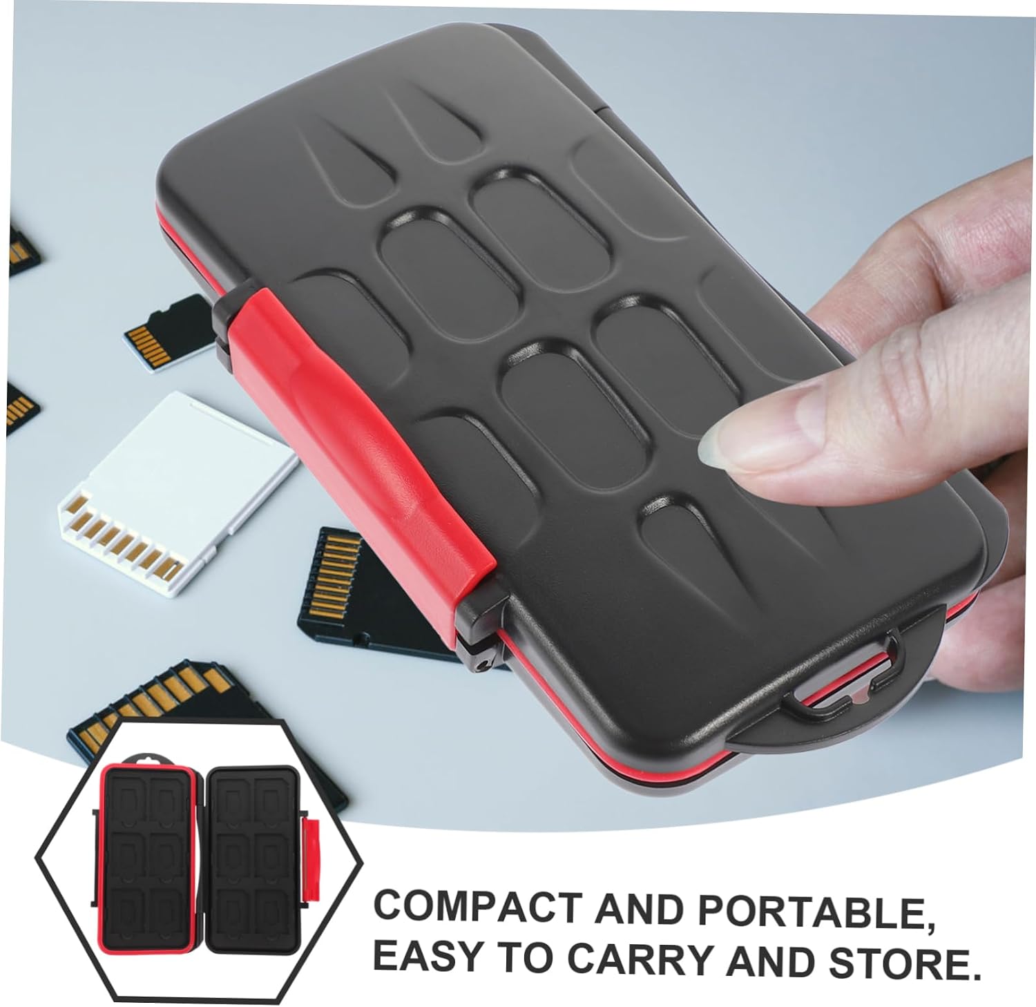 Portable Memory Card Case Organizer, Splashproof Shockproof ABS Storage