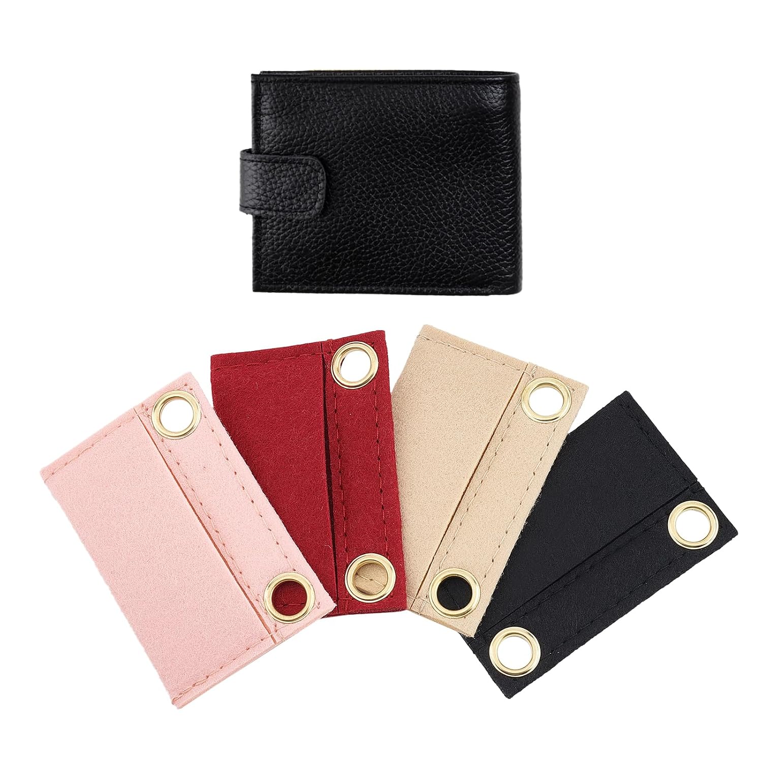 NICENEEDED 4 PCS Felt Bag Organizer Insert for Handbags, Small Purse Organizer with Metal Zipper for Tote bags, Mini Envelope Bag Organizer Insert for Women