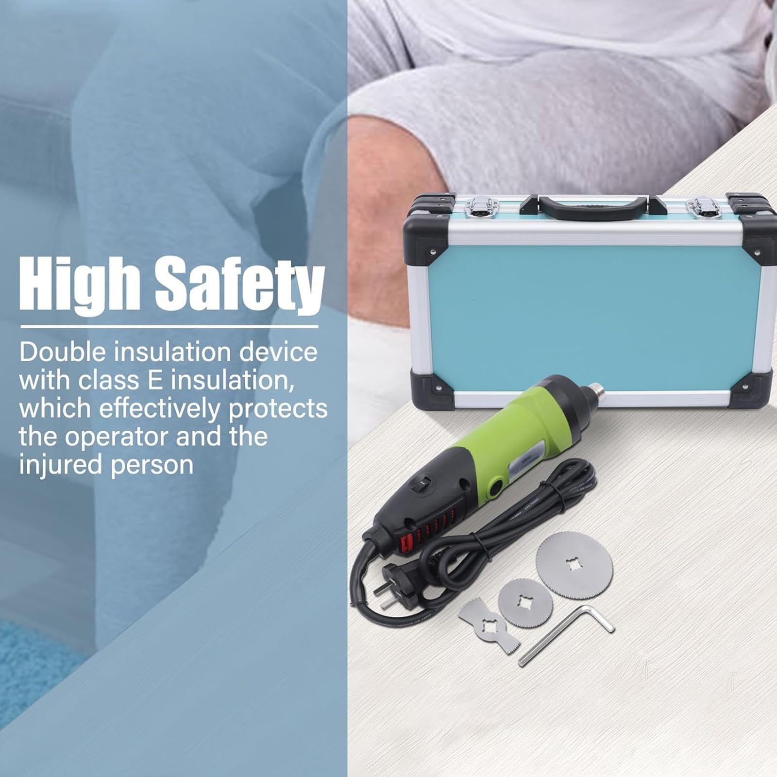 Cortador de yeso médico, sierra eléctrica de extracción de yeso con 3 cuchillas, diseño de seguridad, 6 velocidades ajustables y oscilación de 12500 rpm, ideal para hospitales y clínicas