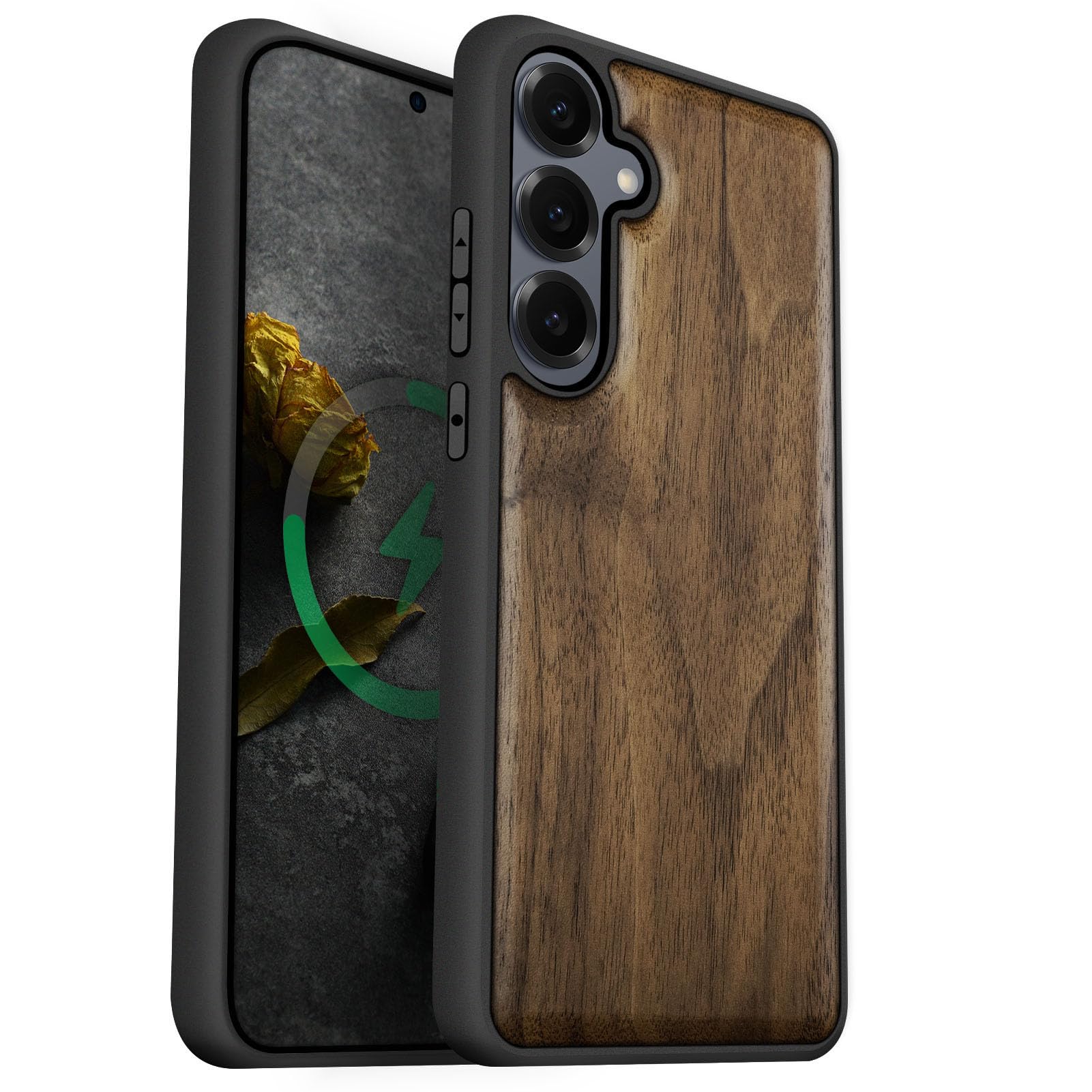 Carveit Magnetic Wooden Case for Galaxy S25+ Samsung S25 Plus Case, TPU Shockproof Cover & Wood Engraved, Compatible with MagSafe Wireless Chargers (