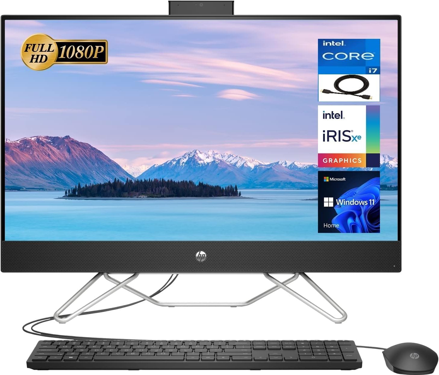 HP 23.8″ FHD All-in-One Desktop, Intel Core i7-1255U Processor, 16GB RAM 512GB PCIe SSD 1TB HDD, Webcam, Wi-Fi 6, Bluetooth, Wired Keyboard & Mouse, Windows 11 Home, Black