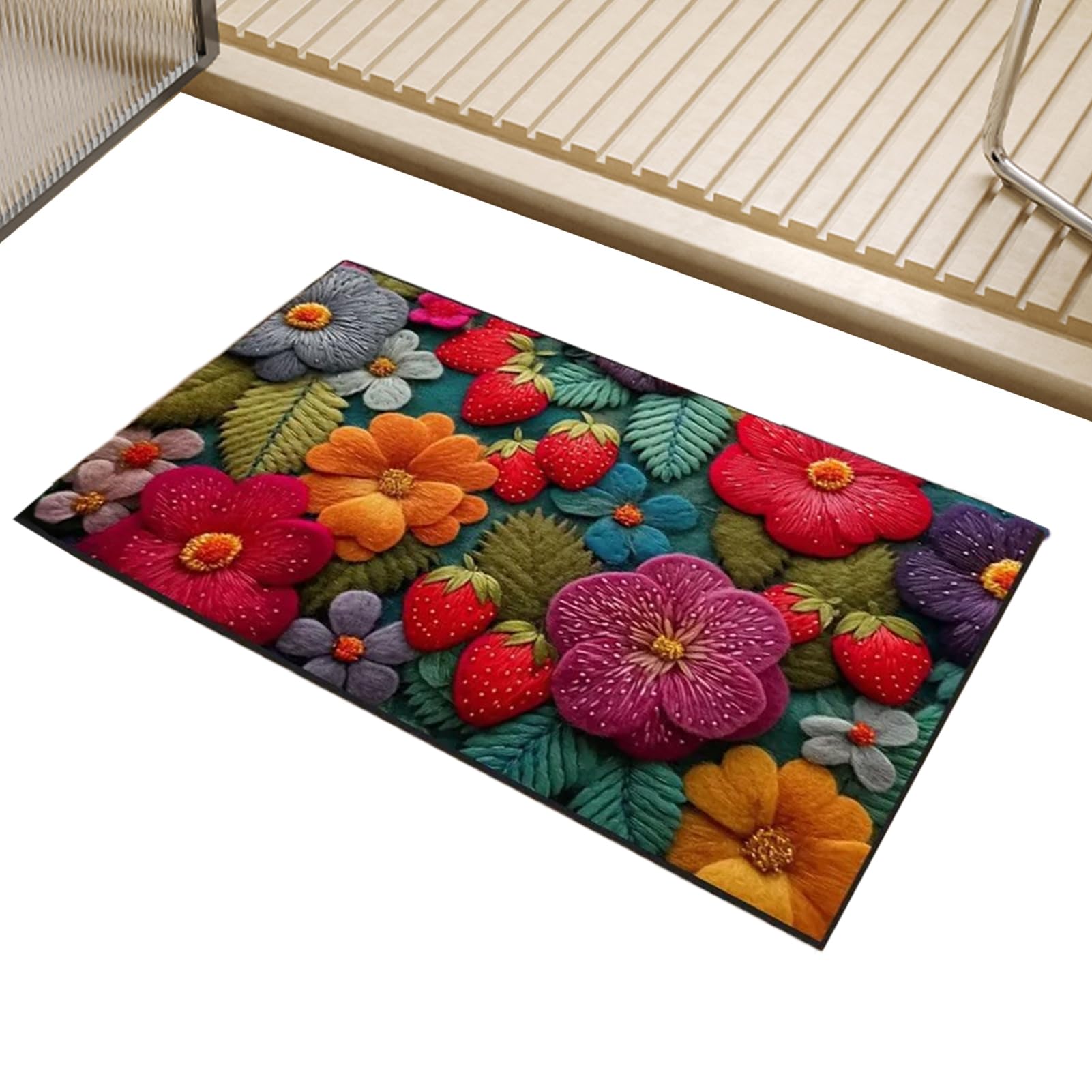 Tapis rétro carré ultra doux absorbant pour salle de bain
