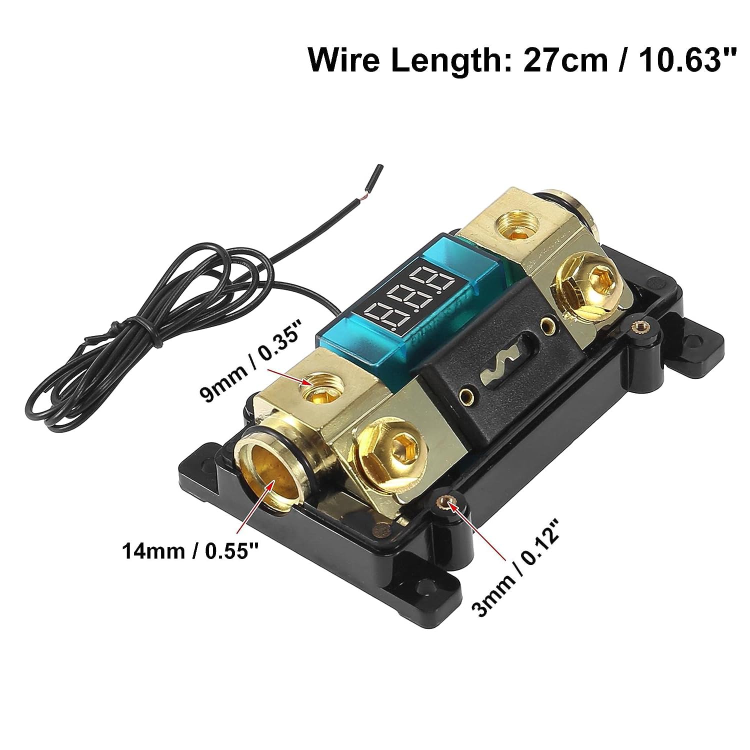 Unifizz Automotive Fuse Holder Stereo Audio LED Display Digital Car fuse holder Voltage Inline ANL Fuse Holder 300 Amp 0 2 4 AWG Gauge