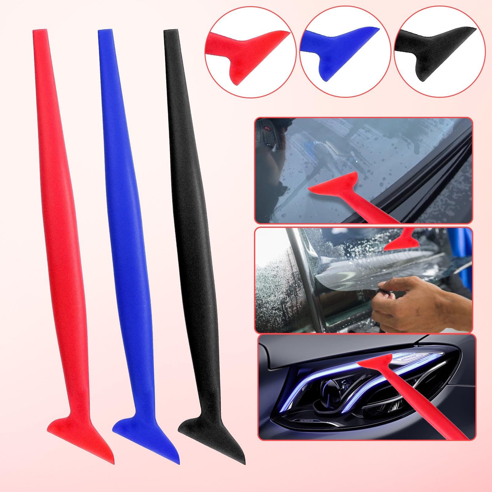 Auto Micro Squeegee Curves Slot Tint Tool Set GLSOWEE 3-Piece Car Vinyl ...