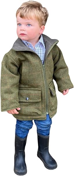 Vêtement Enfant Tweed Vert Occasion Veste En Tweed Vert Pour Enfant – Marque Shires Huntingdon – Taille 24 – Occasion Veste Enfant Tweed